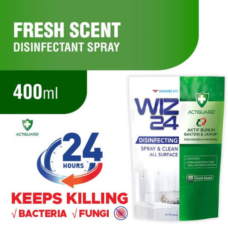 WIZ24 DISINFECTANT Spray FRESH Scent 400ML (1box 12pcs)