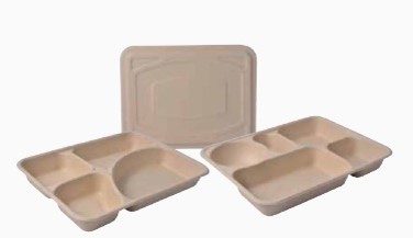 Bagasse Safeco Bento Box - 5 Sekat + Tutup, 100 Pcs/Ctn