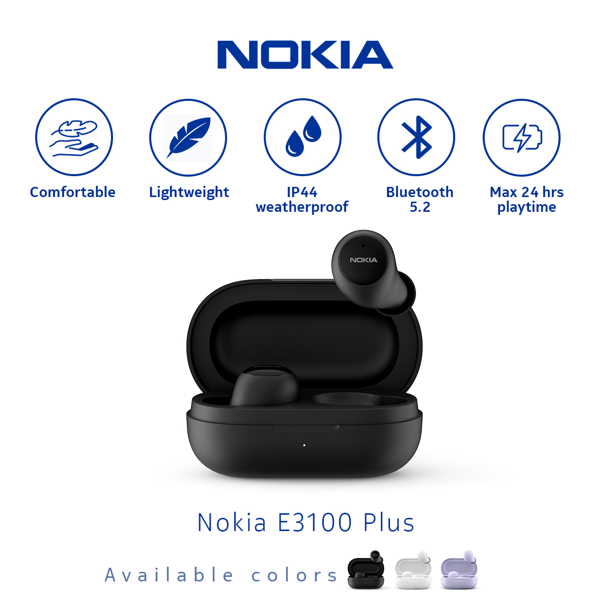 Nokia E3100 Plus True Wireless Earbuds Bluetooth Earphone TWS - Black