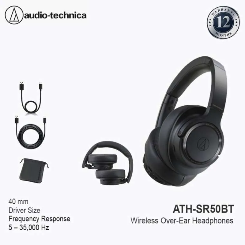 Audio-Technica ATH-SR50BT Wireless Over-Ear Headphones