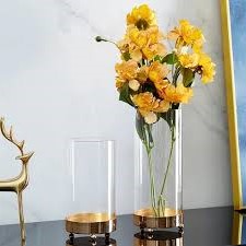 Golden Vas Transparan – Bunga Kaca European Style 43 cm