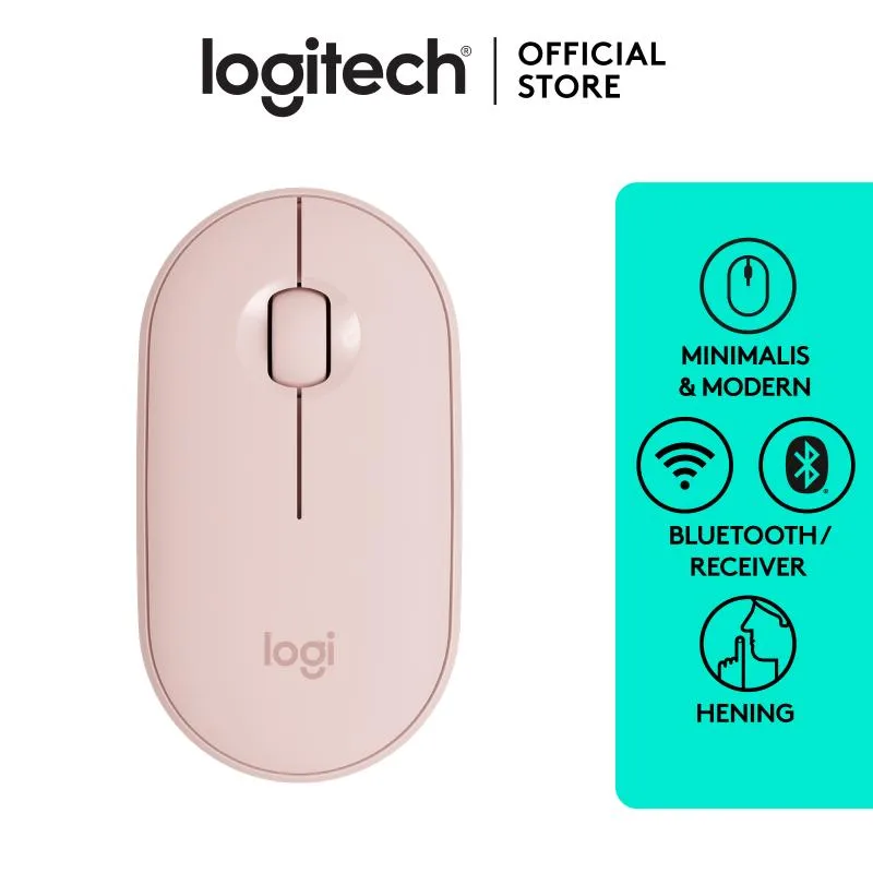 Logitech Pebble Wireless Bluetooth Mouse Silent M350 - Rose Pink
