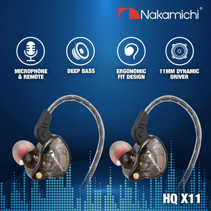 Nakamichi HQ X11 Dynamic Driver In Ear Monitor Wired Earphone Mic
