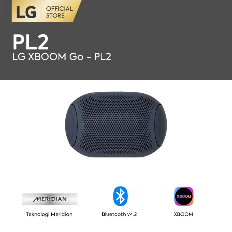LG PL2 XBOOM Go Portable Bluetooth Speaker [Voice Command-Waterproof-Baterai Tahan Lama-Audio 5W-Teknologi Meridian]