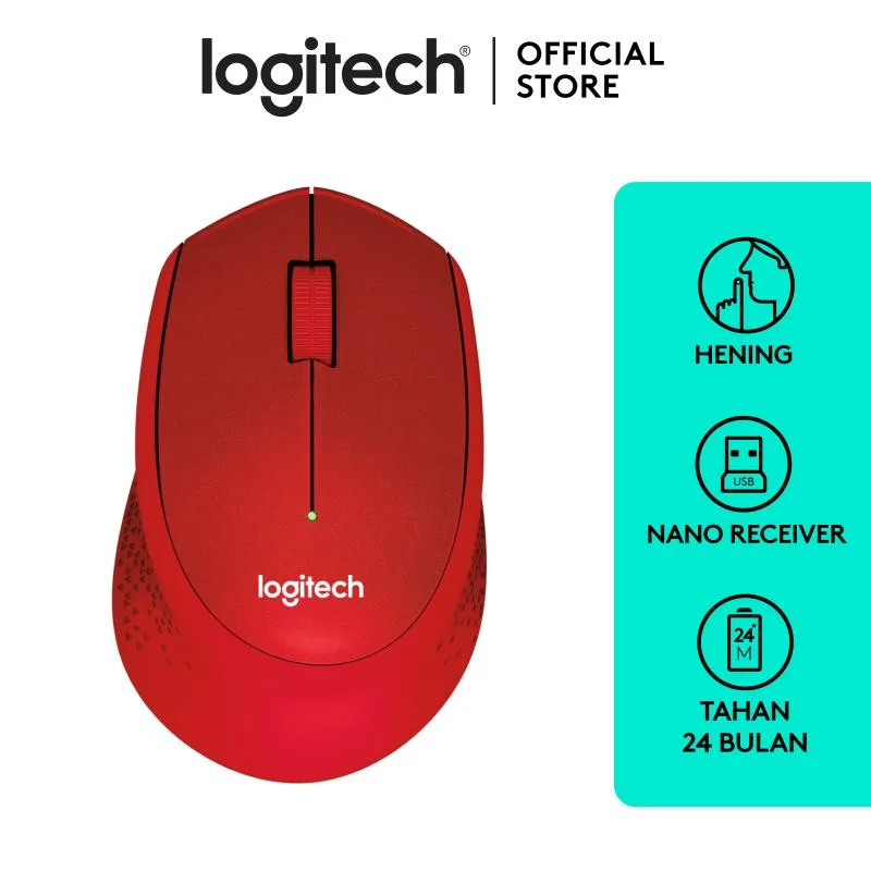 Logitech M331 Silent Plus Wireless Mouse - Red
