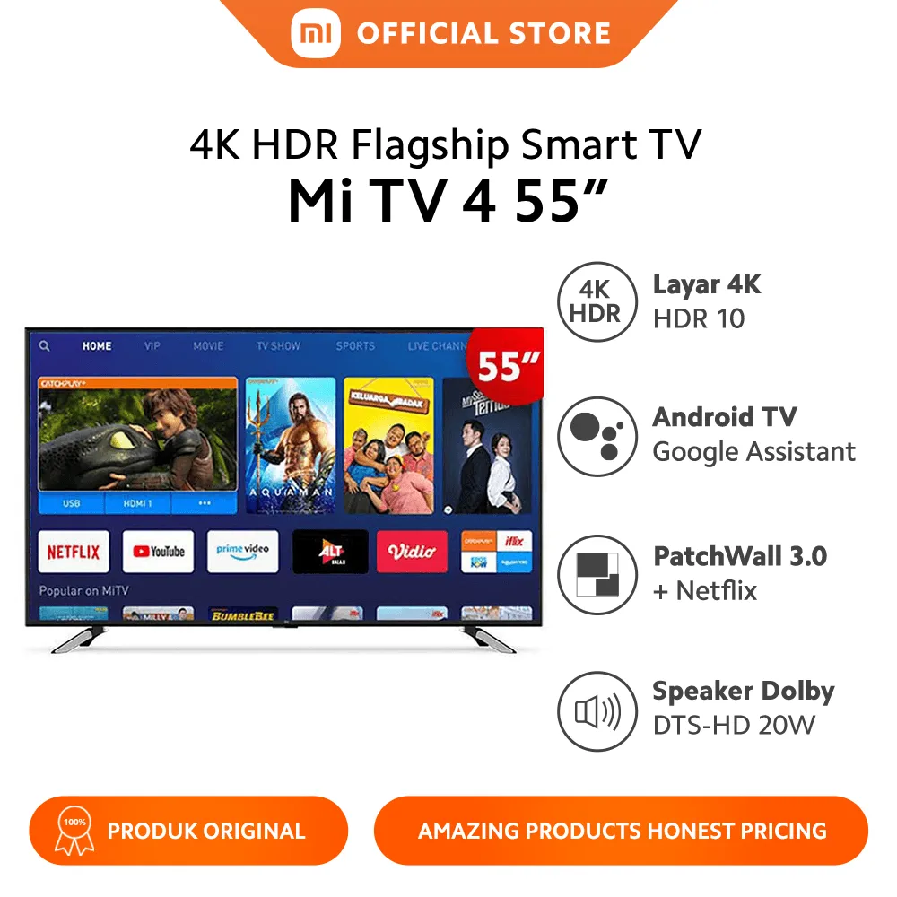 Xiaomi Mi LED 4 Android TV - Hitam [55 Inch]