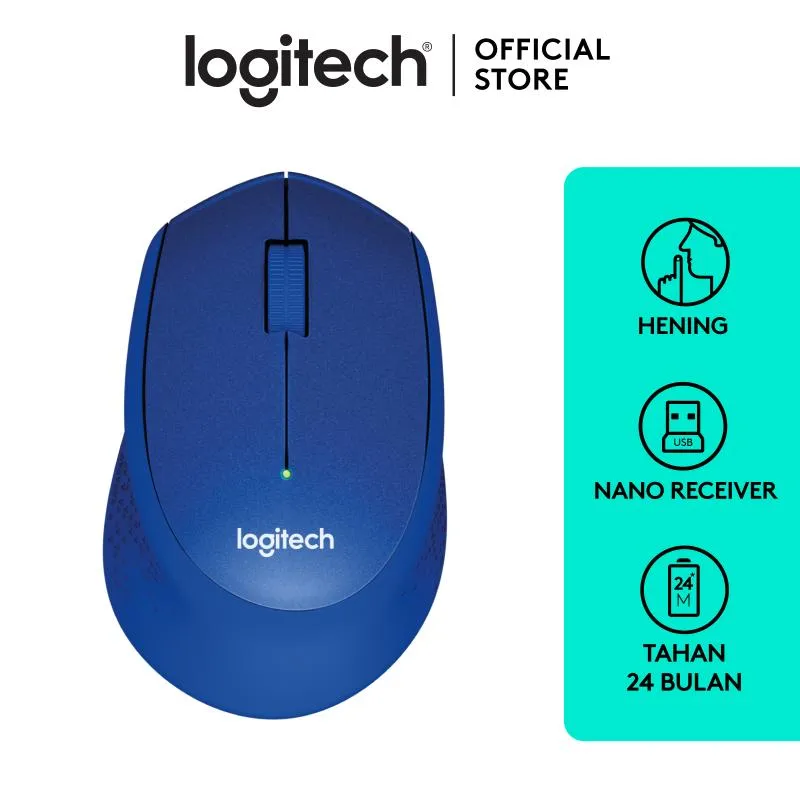 Logitech M331 Silent Plus Wireless Mouse - Blue
