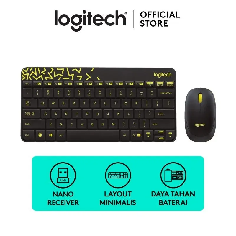 Logitech MK240 Nano Wireless Keyboard & Mouse Combo - Black