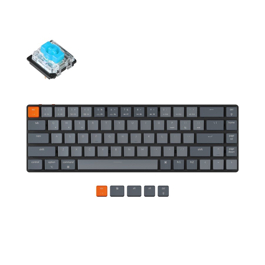 Keychron K7 Hotswap WHITE Backlight Low Profile Gateron Mechanical - Blue Switch