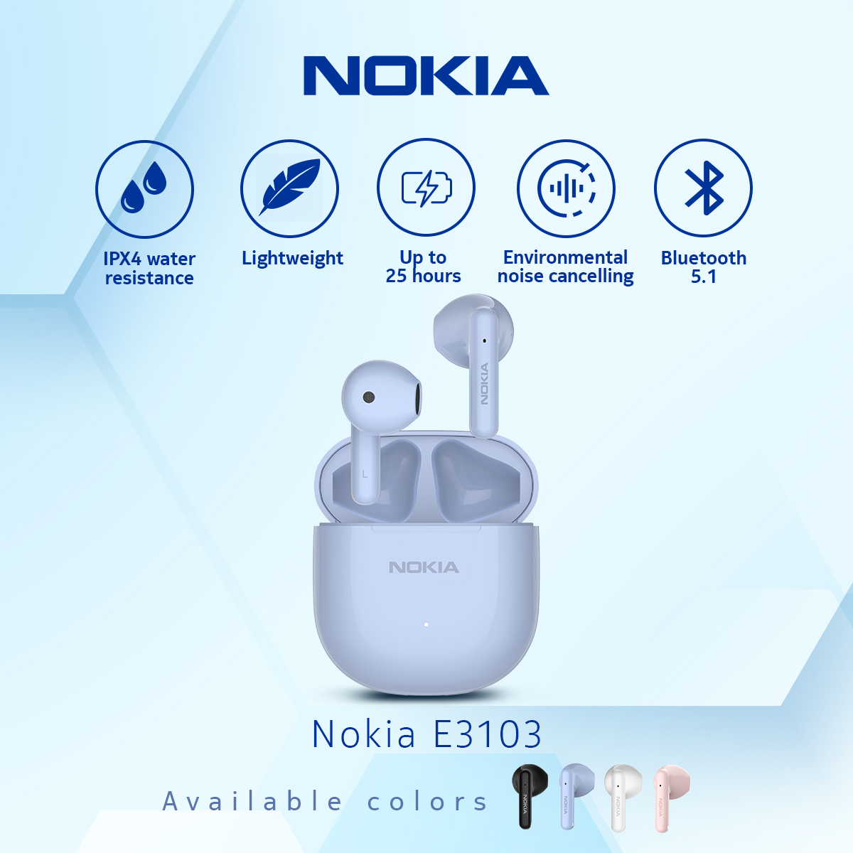 Nokia E3103 ENC True Wireless Earphones TWS Less Latency HD - BLUE