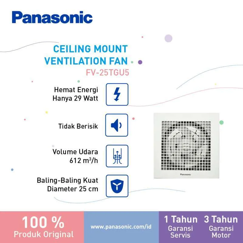 Panasonic FV-25TGU5-W Ceiling Mount Ventilation Fan