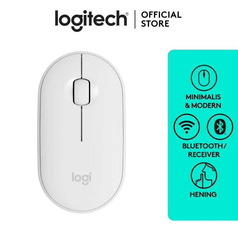 Logitech Pebble Wireless Bluetooth Mouse Silent M350 - Off White