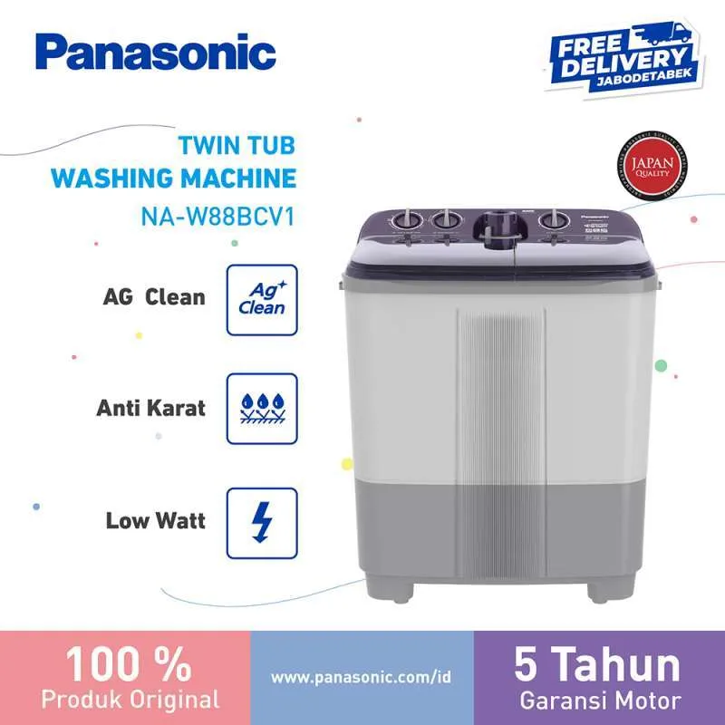 Panasonic NA-W88BCV1 Twin Tub Mesin Cuci [8.5 Kg]