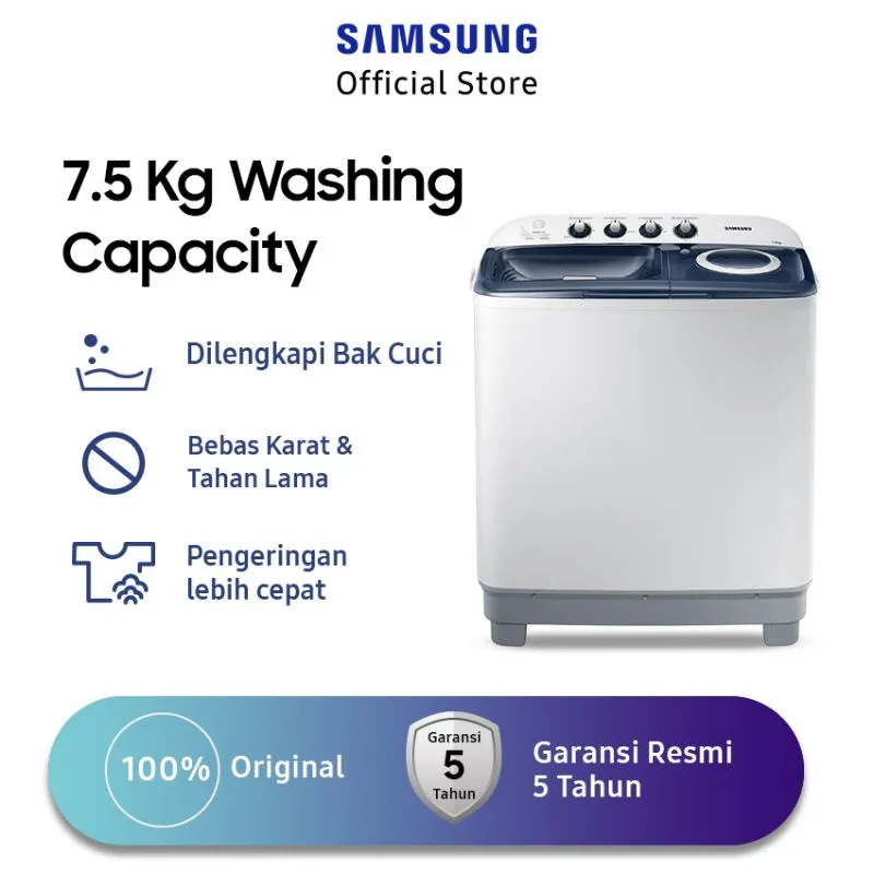 Samsung WT75H3210MB/SE Twin Tub Mesin Cuci [7.5 kg]
