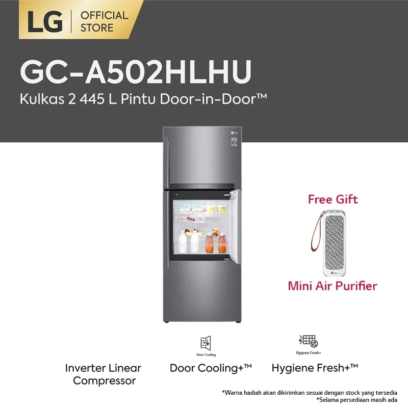 LG GC-A502HLHU Kulkas 2 Pintu Door-in-Door [478 L 445 L]