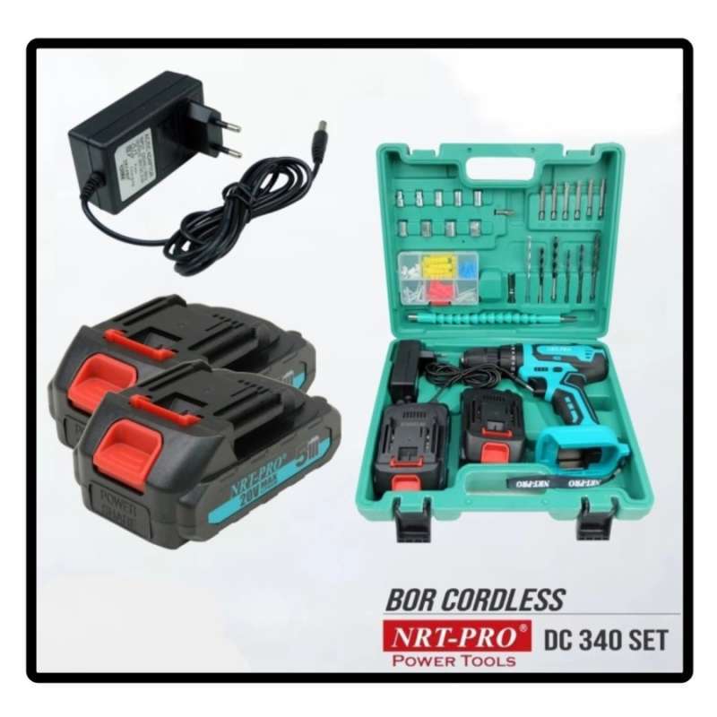 NRT PRO DC340 Drill Impact Cordless Plus Mata Mesin Bor Tembok