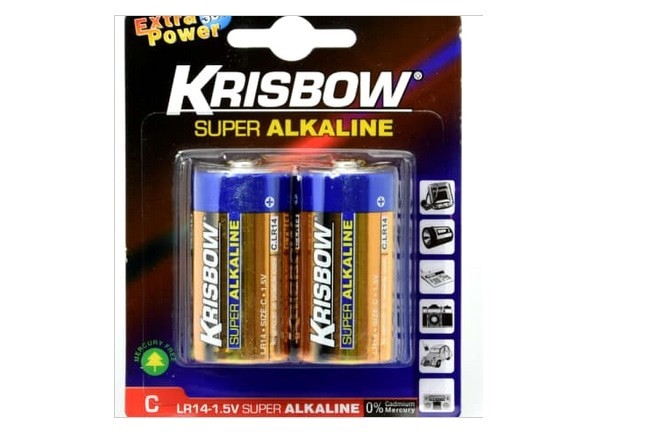 Battery Krisbow Super Alkaline LR14, Size C 1 Pack Isi 2