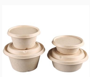 Bagasse Bowl + Tutup Safeco, Size 300 ML, 500 Pcs/Ctn