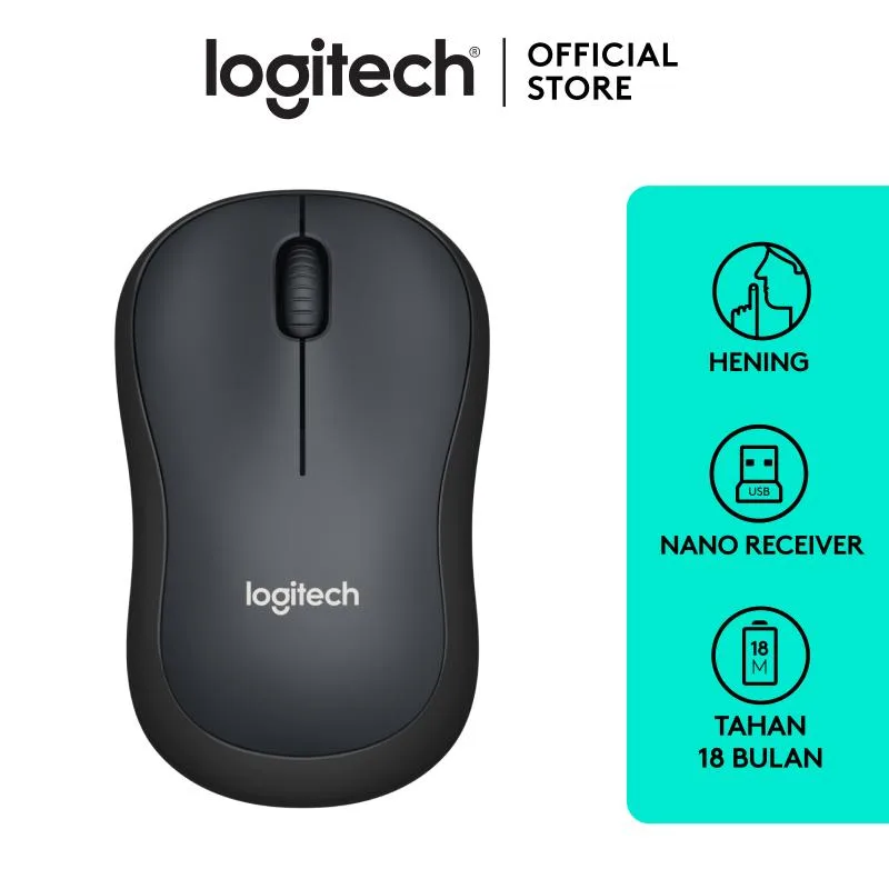Logitech M221 Silent Wireless Mouse - Charcoal