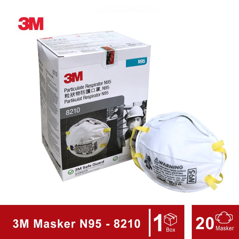 3M Masker N95 8210 Particulate Respirator - 1 Box [20 Masker]