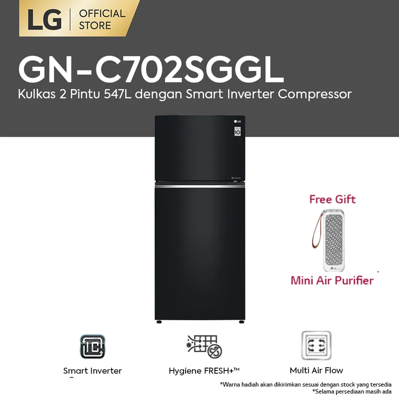 LG GN-C702SGGL Kulkas 2 Pintu dengan Hygiene FRESH+ [547 L- 509 L]