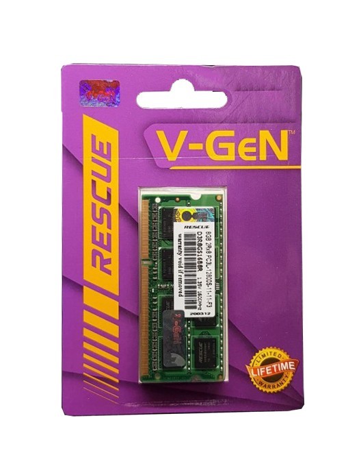 RAM DDR3 SODIMM V-GeN RESCUE 8GB PC12800/1600Mhz (Limited Lifetime Warranty)