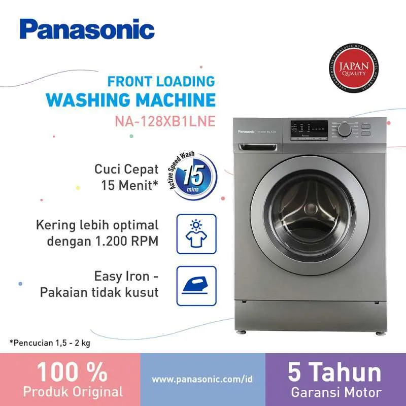 Panasonic NA-128XB1LNE Front Loading Mesin Cuci [8 Kg]