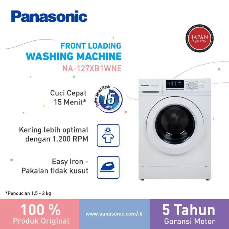 Panasonic NA-127XB1WNE Front Loading Mesin Cuci [7 Kg]