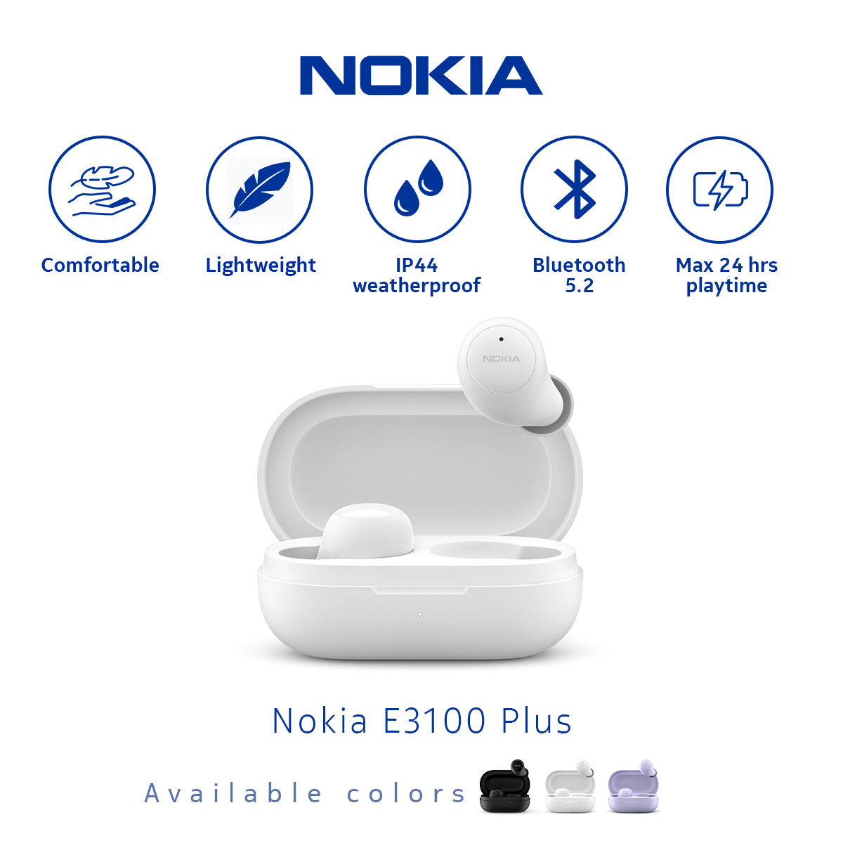 Nokia E3100 Plus True Wireless Earbuds Bluetooth Earphone TWS - WHITE