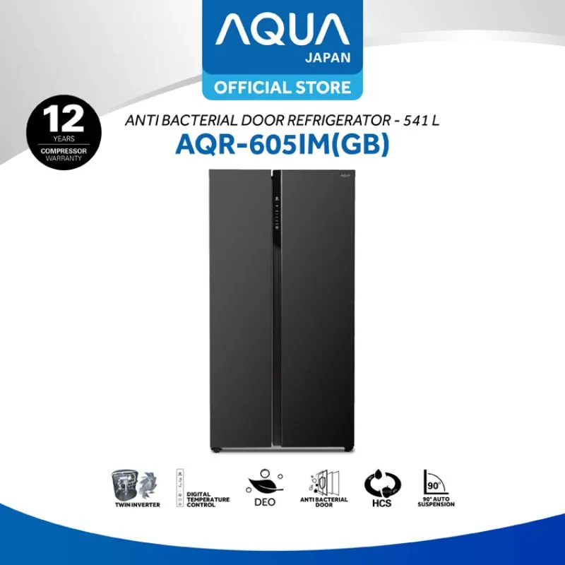 Aqua Japan AQR-605IM(GB) Kulkas Side By Side [541 L- Metal Door]