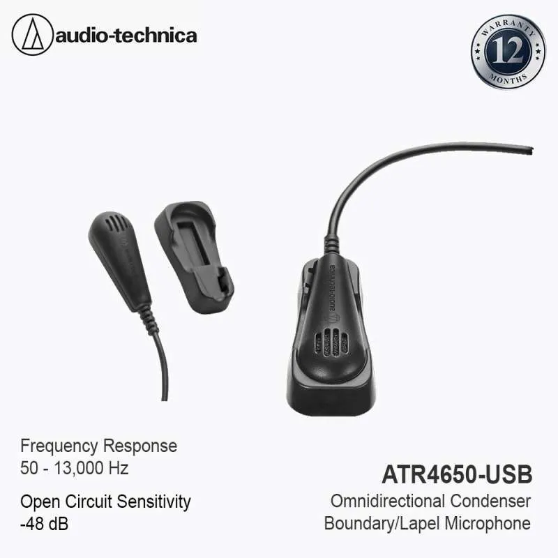 Audio-Technica ATR4650-USB Condenser Boundary-Lapel Microphone