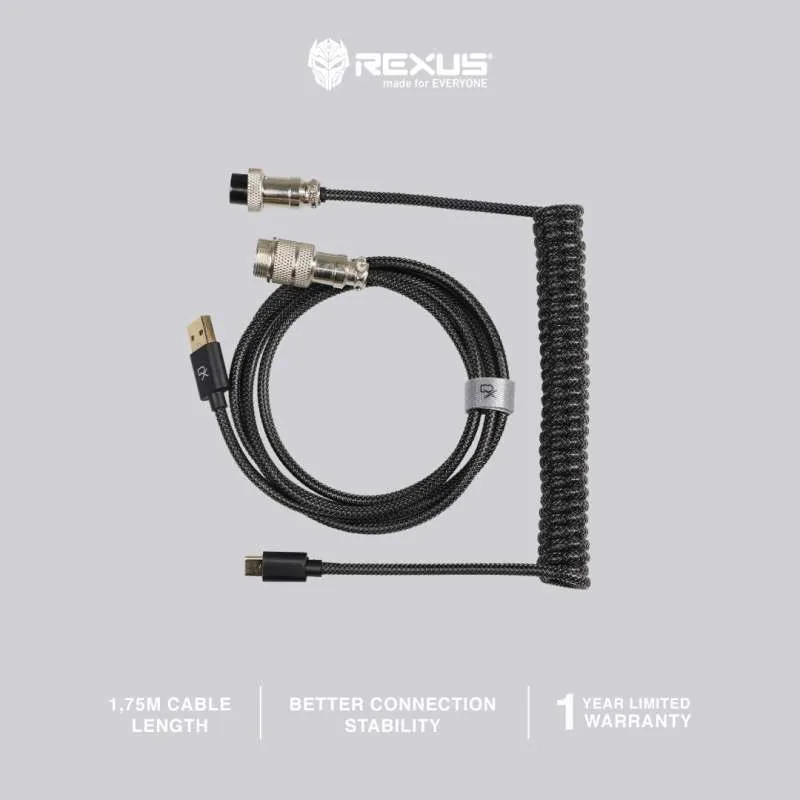 Rexus Coiled Kabel Daxa DX-CC1- CC1 USB Type C for Mechanical Keyboard